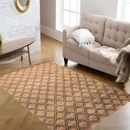 MRIC Beige & Black Geometric Handmade Hemp Carpet-16