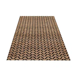 MRIC Beige & Black Geometric Handmade Hemp Carpet-image-30