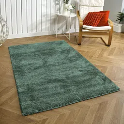 LUXEHOME INTERNATIONAL Green Solid Rectangular Anti-Skid Carpet-0