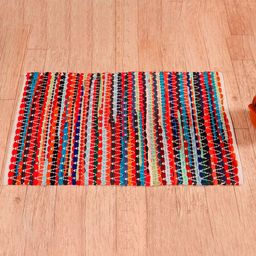 HANDICRAFT PALACE Red & Black Self Design Braided Cotton Carpet-19