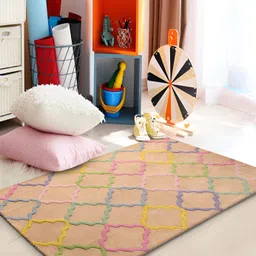 LITTLELOOMS Beige & Pink Hand-Tufted Rectangular Woollen Carpet-33