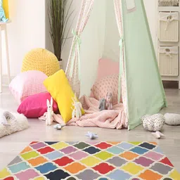 LITTLELOOMS Red & Yellow Geometric Hand-Tufted Rectangular Woollen Carpet-39