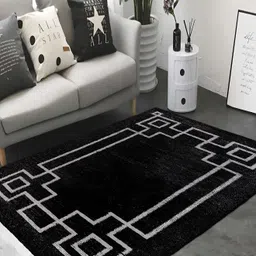PEQURA Black & White Geometric Handmade Woollen Carpet-image-23