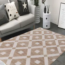 PEQURA Brown Geometric Handmade Woollen Carpet-21