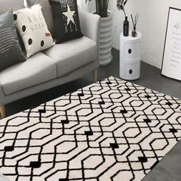PEQURA White & Black Handmade Woollen Carpet-image-9