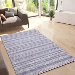PEQURA Grey Striped Handmade Woollen Carpet-picture-2