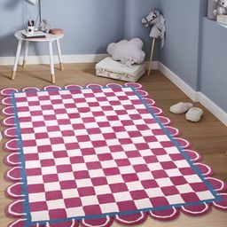 PEQURA White & Pink Handmade Woollen Carpet-image-5