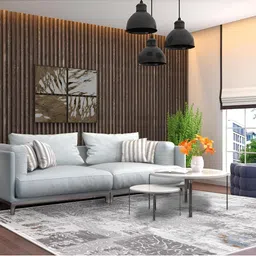 Sapana Carpet-Mats Grey & White Abstract Anti-Skid Carpet-picture-41