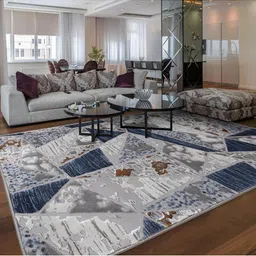 Sapana Carpet-Mats Grey & White Abstract Anti-Skid Carpet-picture-39