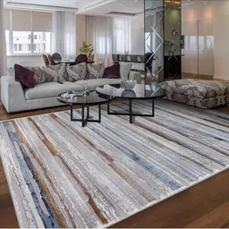 Sapana Carpet-Mats Grey & White Abstract Anti-Skid Carpet-51