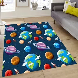 Sparrow world Navy Blue & Purple Solar System Printed Anti-Skid Carpet-image-77