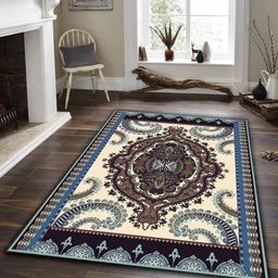 Sparrow world Grey Bohemian Anti-Skid Polyester Carpet-18