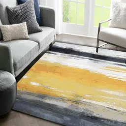 Sparrow world White & Black Abstract Printed Anti Skid Rectangle Carpet-30