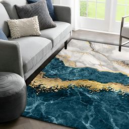 Sparrow world Green & Gold Toned Abstract Printed Anti-Skid Carpet-58