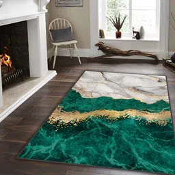 Sparrow world Green & Gold Toned Abstract Printed Anti Skid Rectangle Carpet-picture-32