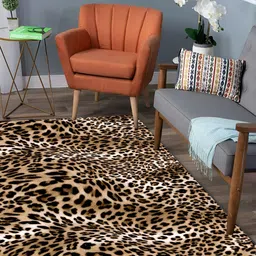 Sparrow world Brown & Black Animal Printed Anti-Skid Carpet-29