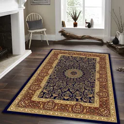 Sparrow world Brown & Navy Blue Bohemian Printed Anti Skid Rectangle Carpet-5