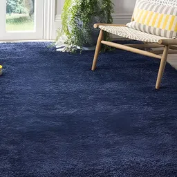 Shopgallery Navy Blue Textured Anti Skid Rectangle Shaggy Carpet-picture-26