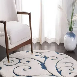 Shopgallery Teal Blue & White Floral Anti-Skid Shaggy Carpet-image-36