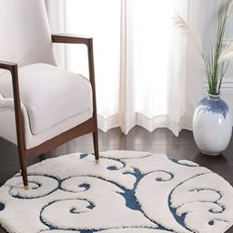 Shopgallery Teal Blue & Off White Floral Anti-Skid Shaggy Carpet-image-101