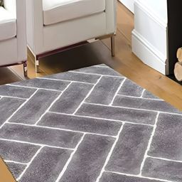 Shopgallery Grey Geometric Anti-Skid Polyester Carpet-picture-5