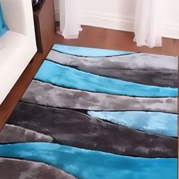 Shopgallery Silver Toned & Blue Abstract Printed Anti Skid Carpet-18