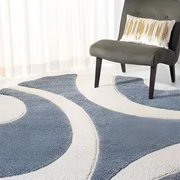 Shopgallery Grey & White Abstract Anti-Skid Shaggy Carpet-5