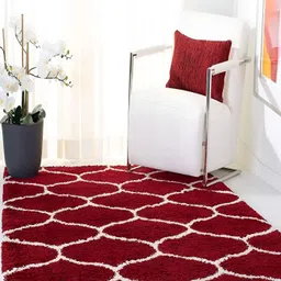 Shopgallery Red & White Geometric Anti-Skid Carpet-19