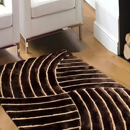 Shopgallery Brown & Beige Geometric Anti-Skid Shaggy Carpet-3
