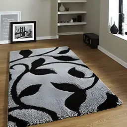 Shopgallery Grey & Black Floral Printed Anti Skid Carpet-picture-7