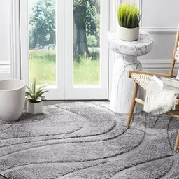 Shopgallery Grey Abstract Anti-Skid Shaggy Carpet-picture-23
