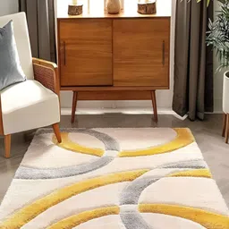 Shopgallery Grey & Cream Geometric Anti-Skid Carpet-13