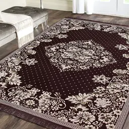 ZESTURE Brown Floral Polyester Carpet-30