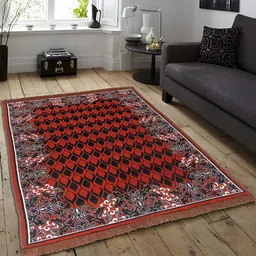 ZESTURE Red Floral Printed Carpet-28