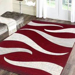 ZESTURE Maroon & White Floral Printed Carpet-34