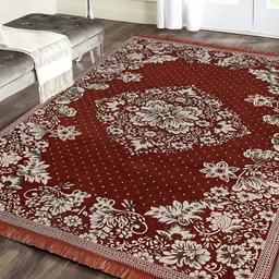 ZESTURE Red & White Floral Printed Carpet-33