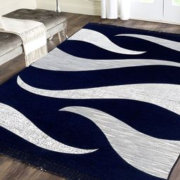 ZESTURE Navy Blue Abstract Regular Carpet-29
