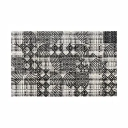 MODEFE Cream & Black Abstract Anti-Skid Rectangular Carpet image 5