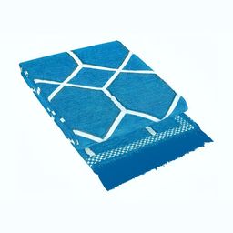 Sparrow world Blue & White Geometric Printed Rectangular Carpet image 3