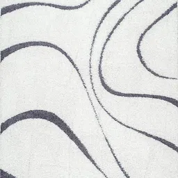 IMRA CARPET Grey & White Abstract Shaggy Carpet image 2