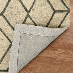 saraswatii global Off White & Grey Geometric Printed Woolen Rectangle Carpet image 5