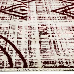 MODEFE Beige & White Geometric Anti-Skid Rectangular Carpet image 4