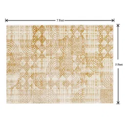 MODEFE Cream & White Abstract Anti-Skid Rectangular Carpet image 5