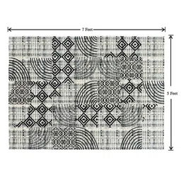 MODEFE Cream & Black Abstract Anti-Skid Rectangular Carpet image 3