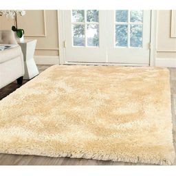 IMRA CARPET Cream-Coloured Solid Handmade Polyester Carpet image 1