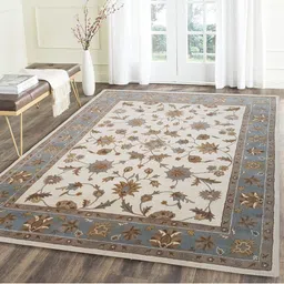 IMRA CARPET Grey & Brown Ethnic Motifs Printed Rectangle Shaped Woollen Carpet image 1