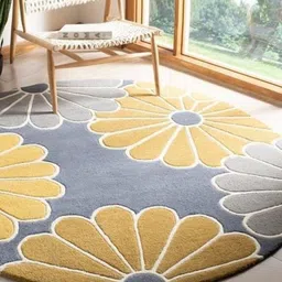 Safiya Carpet Yellow Floral Hand-Tufted Woollen Carpets-picture-17