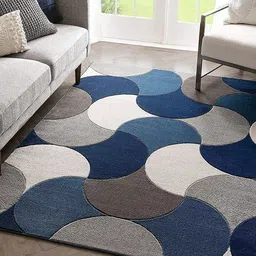 Safiya Carpet Blue Abstract Hand-Tufted Woollen Carpets-picture-11
