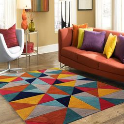 Safiya Carpet Red Geometric Hand-Tufted Woollen Carpets-image-16