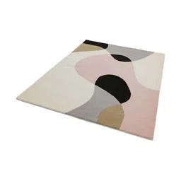Safiya Carpet Beige & Pink Abstract Rectangular Woollen Carpet image 2